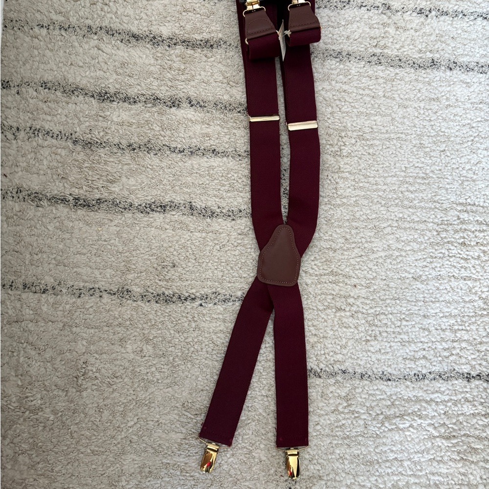 Elegant Burgundy Suspenders NEW